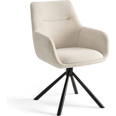 Furnihaus Olivia Draaibare Eetkamerstoel – Met Armleuning – Beige – Comfortabele Stoffen Design Stoel voor Eetkamer of Woonkamer