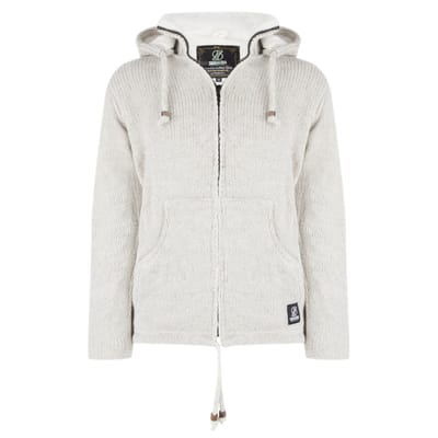 Gebreid Wollen Heren/Uni Vest van Schapenwol met Polyester Fleece voering en afneembare capuchon - SHAKALOHA - M Flash Ziphood XL