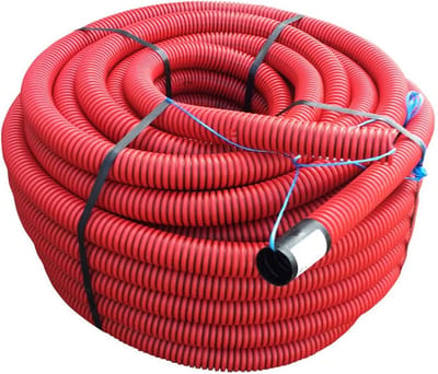 Kabelbeschermingsbuis 40 mm - mantelbuis met trekkoord - rood 25 meter