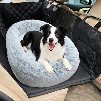 Honden Autobed - Reis Kussen - Veilig Reizen - Speciaal Ontworpen - 120 x 85 cm - Lichtgrijs