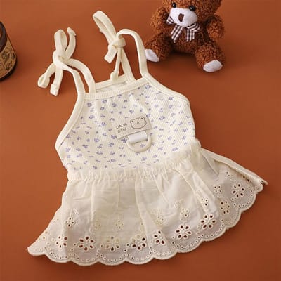 Hondenjurk van mesh met bloemenprint, huisdierkleding, ademende teddybeer, lente/zomerkleding, puppy kan worden getrokken, bloemenprinsessenjurk XL