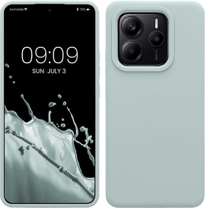kwmobile telefoonhoesje geschikt voor Xiaomi Redmi Note 14 5G - Hoesje met siliconen coating - Smartphone case in cool mint