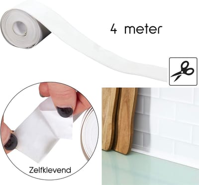 Afdichtingstape - 3,2 meter - Witte Sanitair Kit Tape - Afdichtstrip - Lekkagepreventie Tape - Waterdichte Sealing - Schimmelbestendige Tape - Sanitairstrip - Afdicht Band - Anti Lek Strip - Waterdicht - Wit