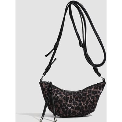 Niche Design Tas met Luipaardprint Vrouw Herfst-winter Vintage Crossbody Tas Mode Enkele Schoudertas Croissant Tas black