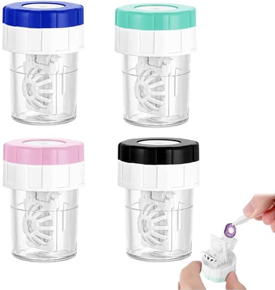 Dailygoods - Handmatige contactlenzenreiniger, contactlenzenhouder, draagbaar, rotatie, contactlenzen-reinigingscontainer, contactlenzen, opbergdoos voor dagelijks gebruik