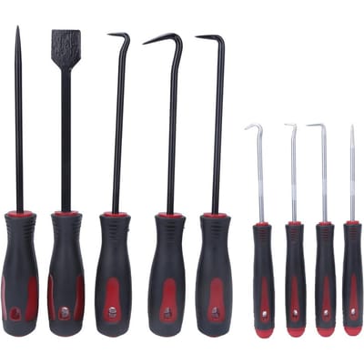 9 STUKS Precisie Schraper Haak Set Oliekeerring Trekker Pakking O-ring Slang Verwijdergereedschap black