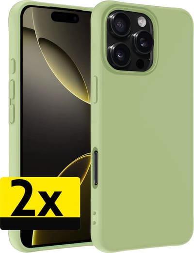 Hoesje - 2 Stuks - Geschikt voor Apple iPhone 16 Pro - Sterk & Shockproof - Case Siliconen - Back Cover - Telefoon Hoes - Telefoonhoesjes - Groen