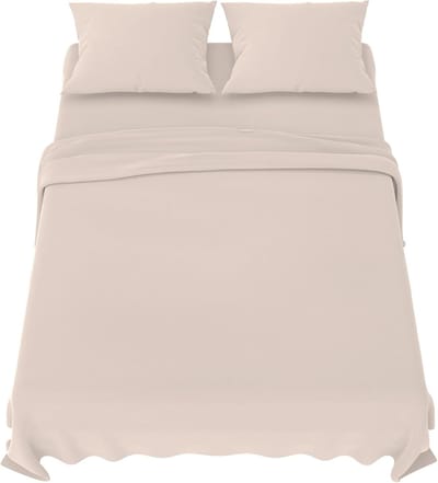 Famanu - Beddengoedset 160x200 cm, 4-delig microvezel, inclusief hoeslaken, laken en 2 kussenslopen – Beige