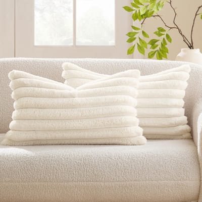 HAUSS SPOLE - Fluwelen Kussensloop- Wit - Kussenslopen 30 X 50 Cm - Set Van 2 - Kussenhoes - Kussenhoezen - Sierkussens - Pluche Stof