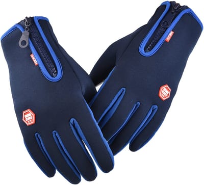 Qelus Touchscreen Handschoenen Winter - Waterdicht en Winddicht met Regelbare Rits- Ski en Snowboarden - Thermische Winterhandschoenen Voor Heren en Dames - Blauw - Maat M