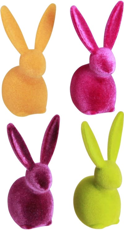 Kleine zittende paashaasjes, kleurrijk gevlokt, 13 cm, 8 stuks, 8 Stüc