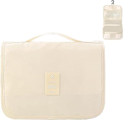 Nixnix® - Reis Toilettas Beige - met Haak - Toiletartikelen