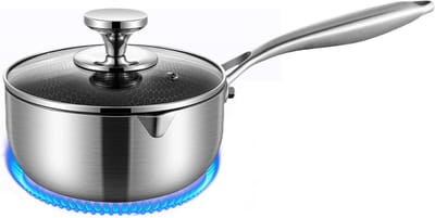 Melk Kookpan - Rvs Kookgerei - Babyvoeding Maken - Honingraat Antiaanbak - 22 cm - Zilver