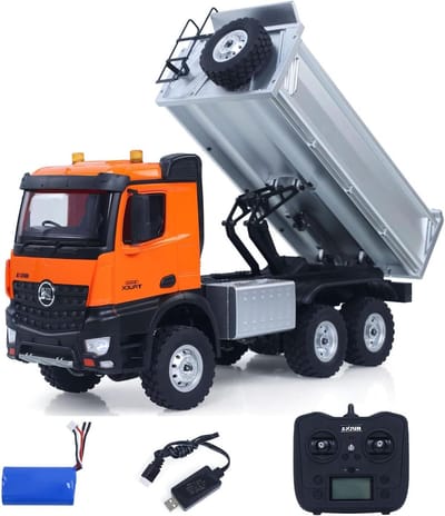 RC Dumper Model - Bouwvoertuig Speelgoed - Buitenspelen Tuin - Metaal Laadbak - 55.9 cm Lengte - Oranje