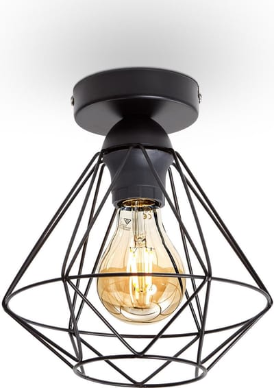 B.K.Licht - Industriële Plafondlamp - zwart - metaal - Ø22cm - excl. E27 lichtbron