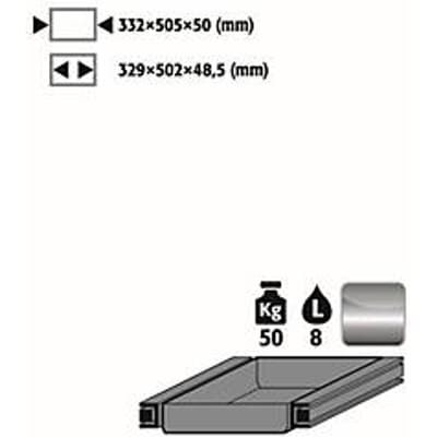 Uittrekbaar afvalbakje voor asecos veiligheidskasten van de series Q30, Q90, S90 en K90, roestvrij staal 1.4301, B 332 x D 505 x H 50 mm, 7,5 l, tot 50 kg