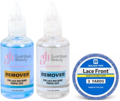 Walker Tape Pruikentape & Guardian Beauty Remover Set - Lace Front - Hair System Tape - 3 yards - 0.8 cm + GB Remover - Blauw, Transparant - For Lace Wig Bond and Toupee Tape - 2 stuks - 30ml - Haarextensions