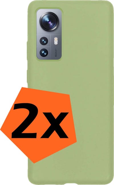 Hoes - 2 Stuks - Geschikt voor Xiaomi 12 - Sterk & Shockproof - Case Siliconen - Back Cover - Telefoon Hoes - Groen