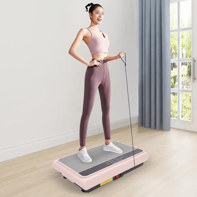 Vibratieplaat Fitness - Balans trainer - Spierversterking thuis - 99 snelheden - 54x33x12 cm - Zilver/Roze