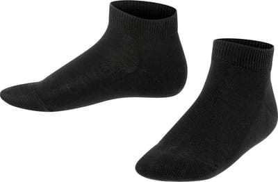 FALKE Family kort eenkleurig katoen sneakersokken enkelsokken kinderen zwart - maat 23-26