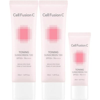 Cell Fusion C Toning Sunscreen Set Natuurlijke teintversterkende basiszonnebrandcrème SPF50+ PA++++ pink