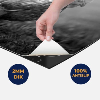 Chefcare Inductie Beschermer Kip in het Gras - Zwart Wit - 60x50 cm - Afdekplaat Inductie - Kookplaat Beschermer - Inductie Mat