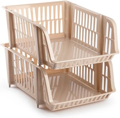 Plasticforte Stapelbare opbergmand - Beige - 16L - kunststof - 38 x 28 x 15 cm