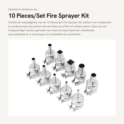 Dailygoods - 10 Pieces/Set Fire Sprayer Kit - Soldering Tools - Ronde en vierkante nozzles - Stainless Steel - Geschikt voor reparatie - 10 stuks