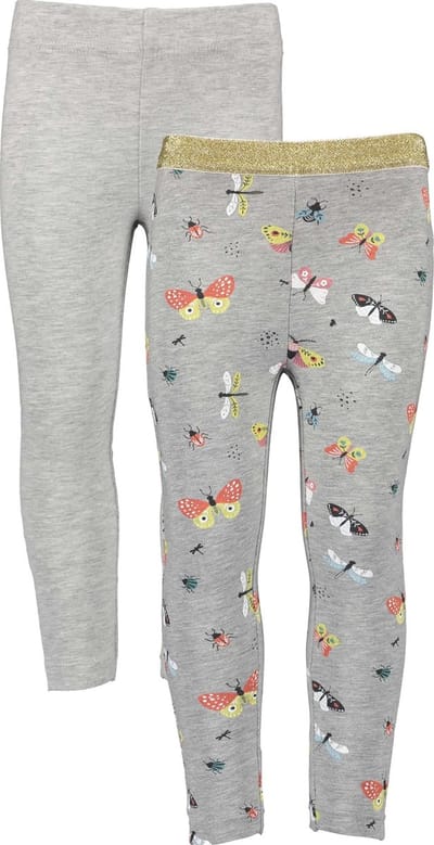 Blue Seven - Leggings - 2pack - Grijs met vlinders - Grijs - 116
