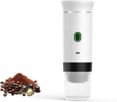 Draagbare Koffiezetter - Espresso Machine - Koffie Maken Onderweg - Snel Zelfverwarmend - 24.5 cm Hoog - Wit