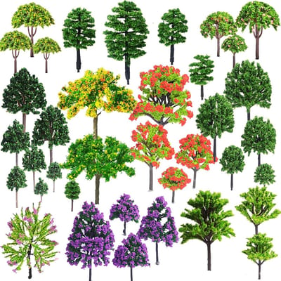 Miniatuur Bomen Set van 53 Stuks, 3-10 cm Hoog, Gemengde Bomen voor Diorama en DIY Landschap Decoratie