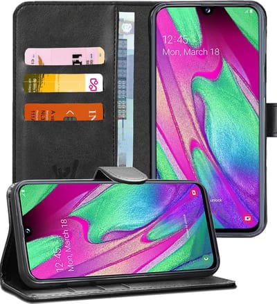 Hoesje geschikt voor Samsung Galaxy A40 - Book Case Kunstleer Pasjeshouder Zwart