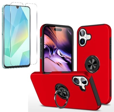 Backcover Shockproof Inclusief Screenprotector Gehard Glas - Hoesje Geschikt voor: Samsung Galaxy A06 - Rood