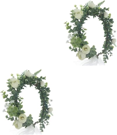 Bloemenkrans Haar - Bloemenhoofdband - Bruiloft Accessoire - Handgemaakt Design - 18 x 18 cm - Wit