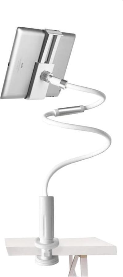 DrPhone 360° Universele tablet Armsteun houder Aluminium tot 12.3 inch - Flexibele tablet Houder - Grijs/Zilver