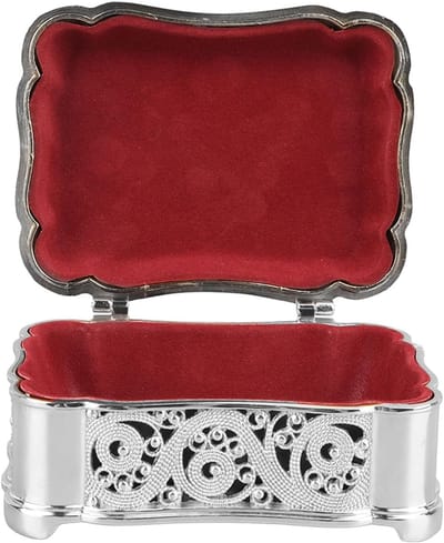 Metalen Opbergdoos - Schatkistje Sieraden - Sieraden Organiseren - Vintage Legering Design - 14 x 10 x 7 cm - Zilver