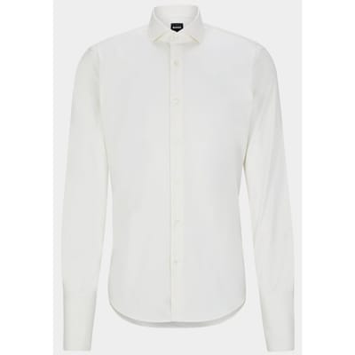 BOSS Joe regular fit smoking overhemd - twill - wit - Strijkvriendelijk - Boordmaat: 44
