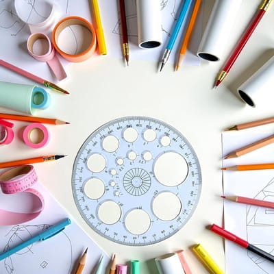 Cirkel Sjabloon - Tekenhulp - Technische Tekening - Volledige Cirkel - 25x25 Millimeter - Wit