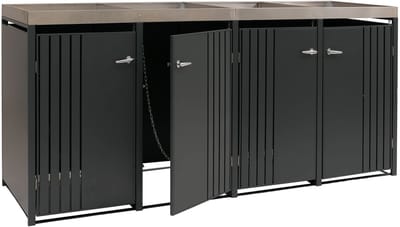 4-delige afvalbakbekleding MCW-O67, afvalbakbox met plantenbak, metaal 125x260x84cm 95kg ~ antraciet