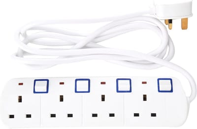 Verlengsnoer met Neonindicator 230V - 13A Met Individuele Schakelaars