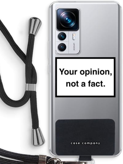 Case Company® - Hoesje met koord geschikt voor Xiaomi 12T hoesje met Koord - Your opinion - Telefoonhoesje met Zwart Koord - Bescherming aan alle Kanten en Over de Schermrand