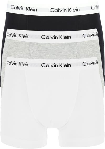 Calvin Klein Icon Cotton Stretch Trunks (3-pack) - heren boxers normale lengte - zwart - grijs - wit