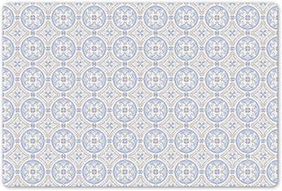Placemats 45x30 cm - Placemat kunststof - 1 stuk - Tegel - Patroon - Beige - Blauw - Borden onderleggers - Decoratie voor op tafel - Keuken tafeldecoratie accessoires - Vinyl onderlegger - Tafelversiering