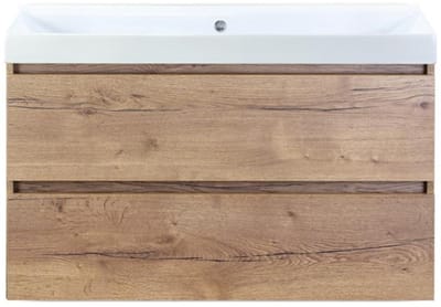 Maxx XL Badmeubelset 100 cm - Natuur Eiken - Wastafel Just Zonder Kraangat