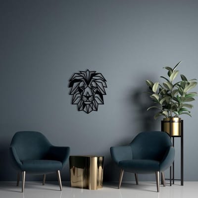 Houten Dierenkop • Houten Leeuw • Dierenkop Leeuw • Mega • Zwart MDF • Houten Dier • Wandecoratie