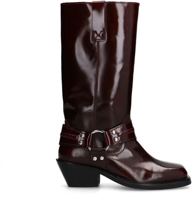 Sacha - Dames - Burgundy leren biker boots - Maat 36