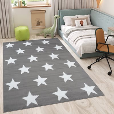 Tapiso Luxury Vloerkleed Grijs Modern Kinderkamer Tiener Tapijt Maat- 200x300
