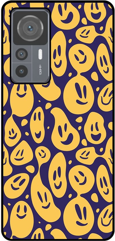 Smartphonica Telefoonhoesje Geschikt voor Xiaomi 12T / 12T Pro met smiley opdruk - TPU backcover case emoji design - Paars Geel geschikt voor Xiaomi 12T;Xiaomi 12T Pro