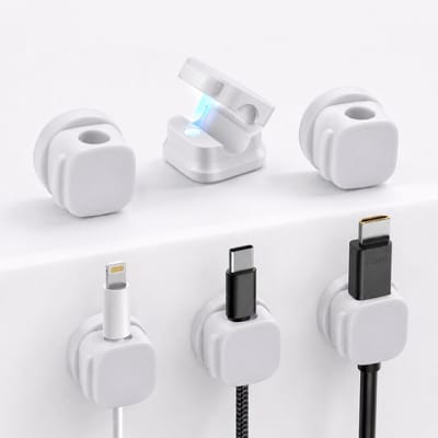 360° draaibare kabelhouder - Magnetische kabelhouder - Draadhouder kabelklem - universele kabelorganizer - zelfklevende kabelclip - 6 stuks - Wit