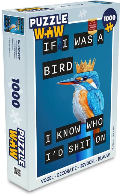Puzzel Vogel - Decoratie - Ijsvogel - Blauw - Legpuzzel - Puzzel 1000 stukjes volwassenen